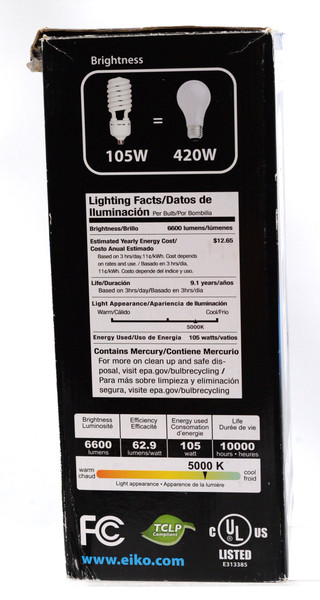 Pre-Owned - (NEW) EiKO Lighting EiKO Fluorescent Bulb - SP105/50/MED