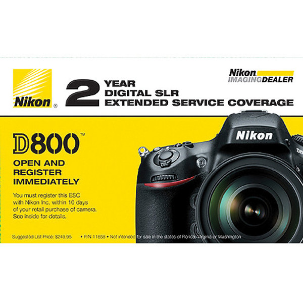 Nikon 2-Year Extended Service Coverage (for Nikon D810, D800 and D800E Digital Cameras