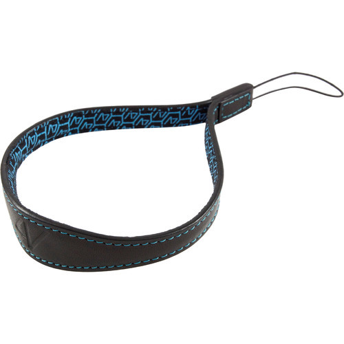 4V Design Medium Wrist Strap Watch Tuscany Leather Black/Cyan