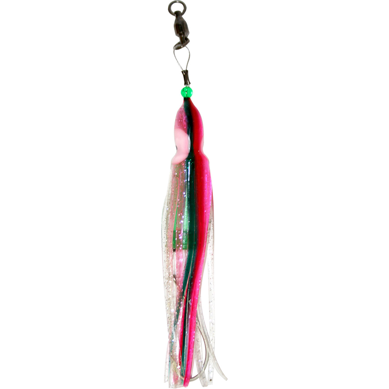 Squid Skirt Hoochie Lure - Two Toned Pink with Green Stripe