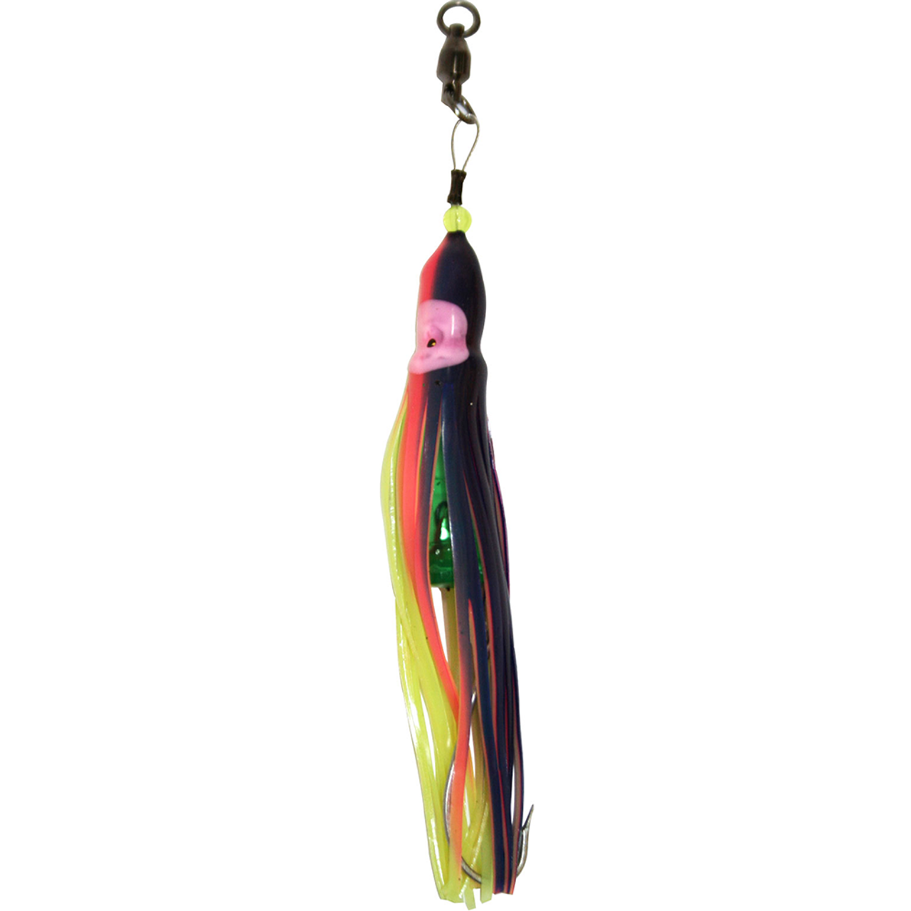 Squid Skirt Hoochie Lure - Dark Purple and Yellow with Orange Stripe