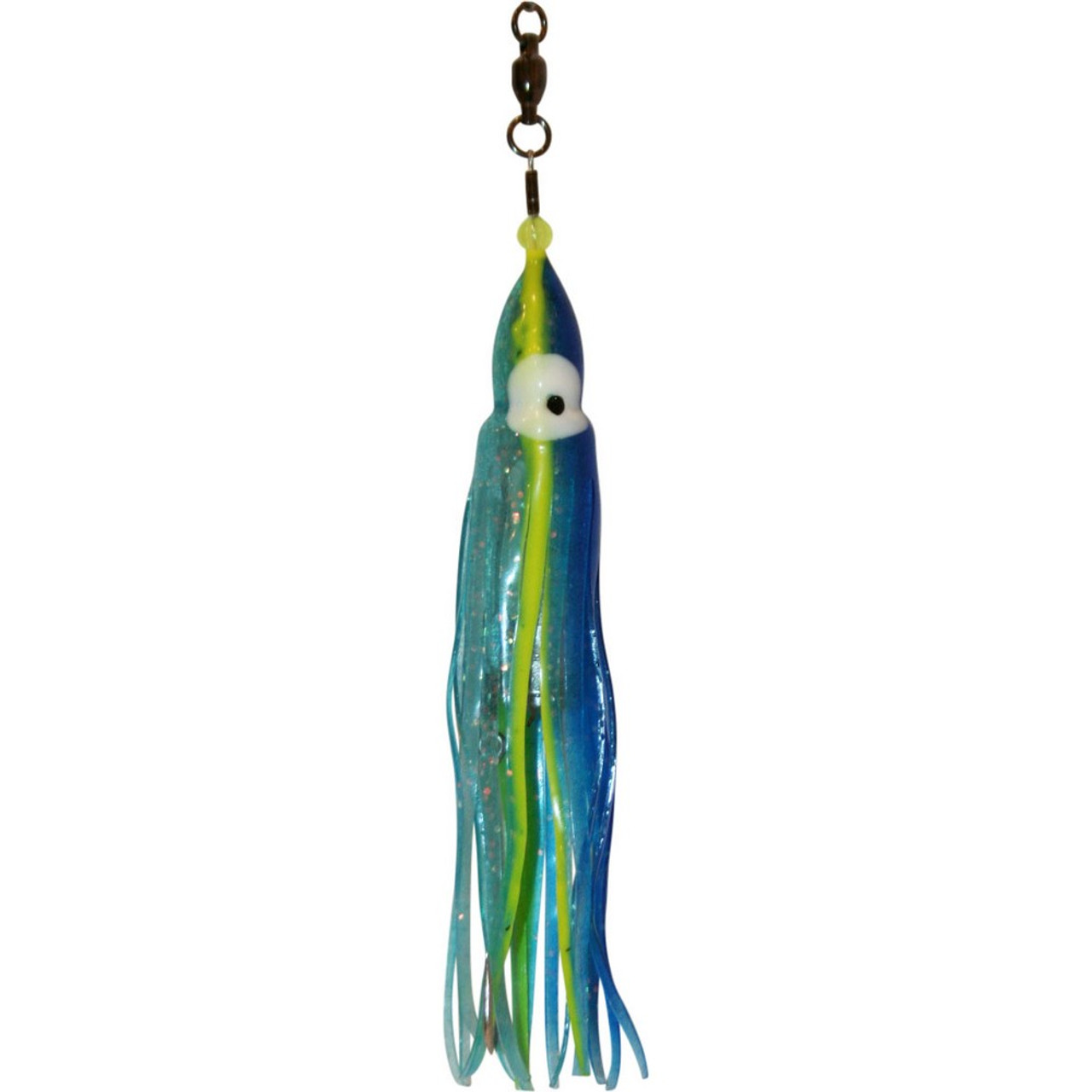 Squid Skirt Hoochie Lure - Blue & Ice Blue with Yellow Stripe - SquidSkirts