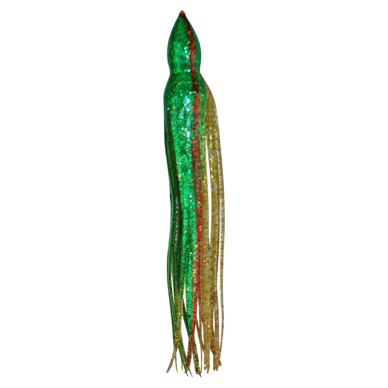 Green & Gold Extreme Sparkle with Red Stripe - Without Eyes - SquidSkirts
