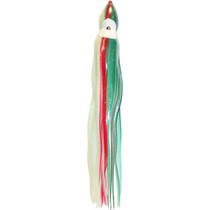 6.5 inch UV / Glow In The Dark Green with Red Stripe  Squid Skirt 6.5 inch UV / Glow In The Dark Green with Red Stripe  Squid Skirt