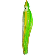 2.5 Inch Neon Green and Silver Sparkle with Yellow Stripes Squid Skirt