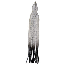 2.5 Inch Black Tail and Silver Sparkle Squid Skirt