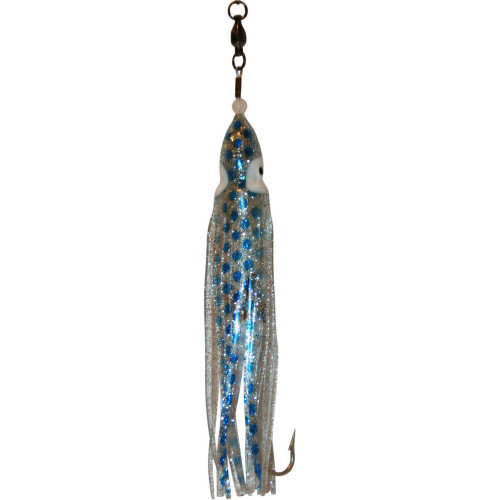 Squid Skirt Hoochie Lure - Blue Speckle & Silver Sparkle