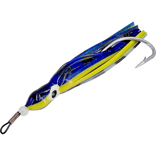 Squid Skirt Minnow - Blue and Silver Twin Mamba with Yellow Stripe