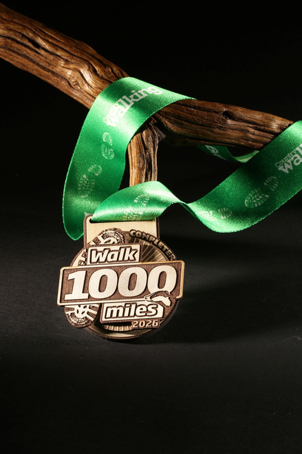 Walk 1000 miles completer medal 2026 wooden - eco friendly