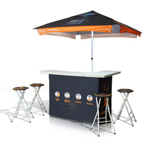 Bar Set W/ 6′ Umbrella and 4 Stools – Fully Printed