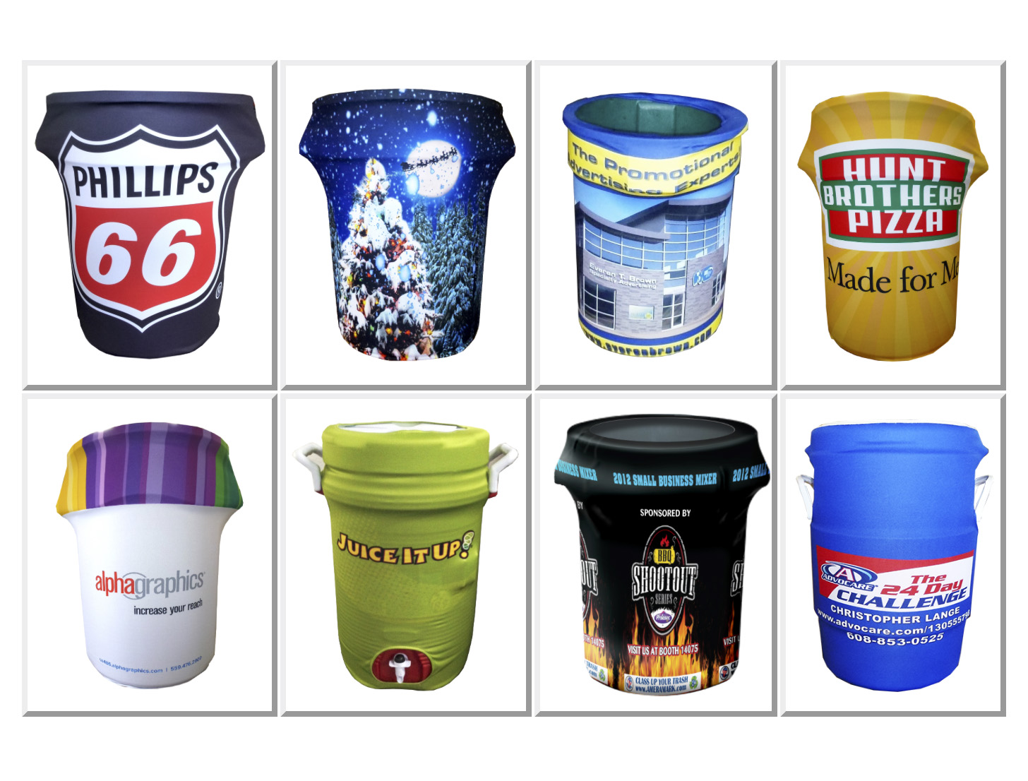 Printed Spandex Bin Covers Trash Can Covers Outdoor Event Display YouHUGE