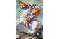 The portrait of Napoleon Bonaparte,originally painted by the famed French artist Jacques Louis David in 1801 The canvas has been set in a main faux wood frame