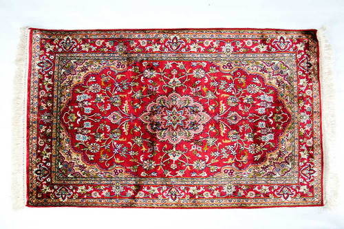 Silk Rugs - Red Floral Kashan Style Silk on Silk Indian Rug
Silk Rugs, Indian Rugs, Indian Silk Rugs, Home Decor

