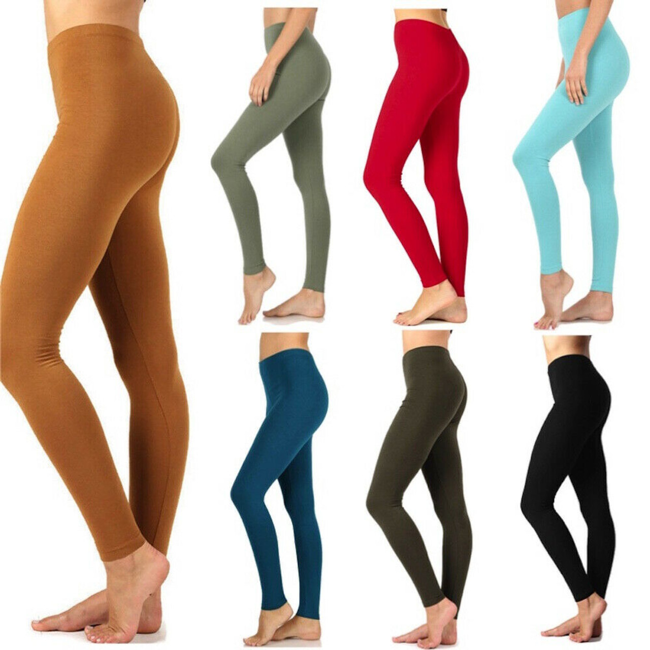 Zenana Premium Cotton Full Ankle Length Womens Basic Leggings - Multiple  Solid Colors Sizes S-3X 