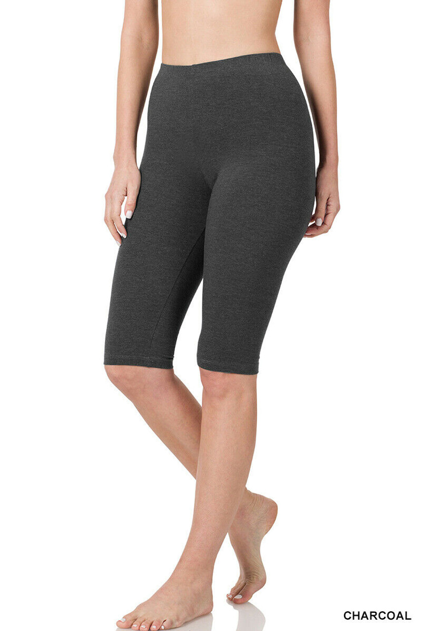 Zenana Womens Capri Leggings Plus Size Stretch Premium Cotton