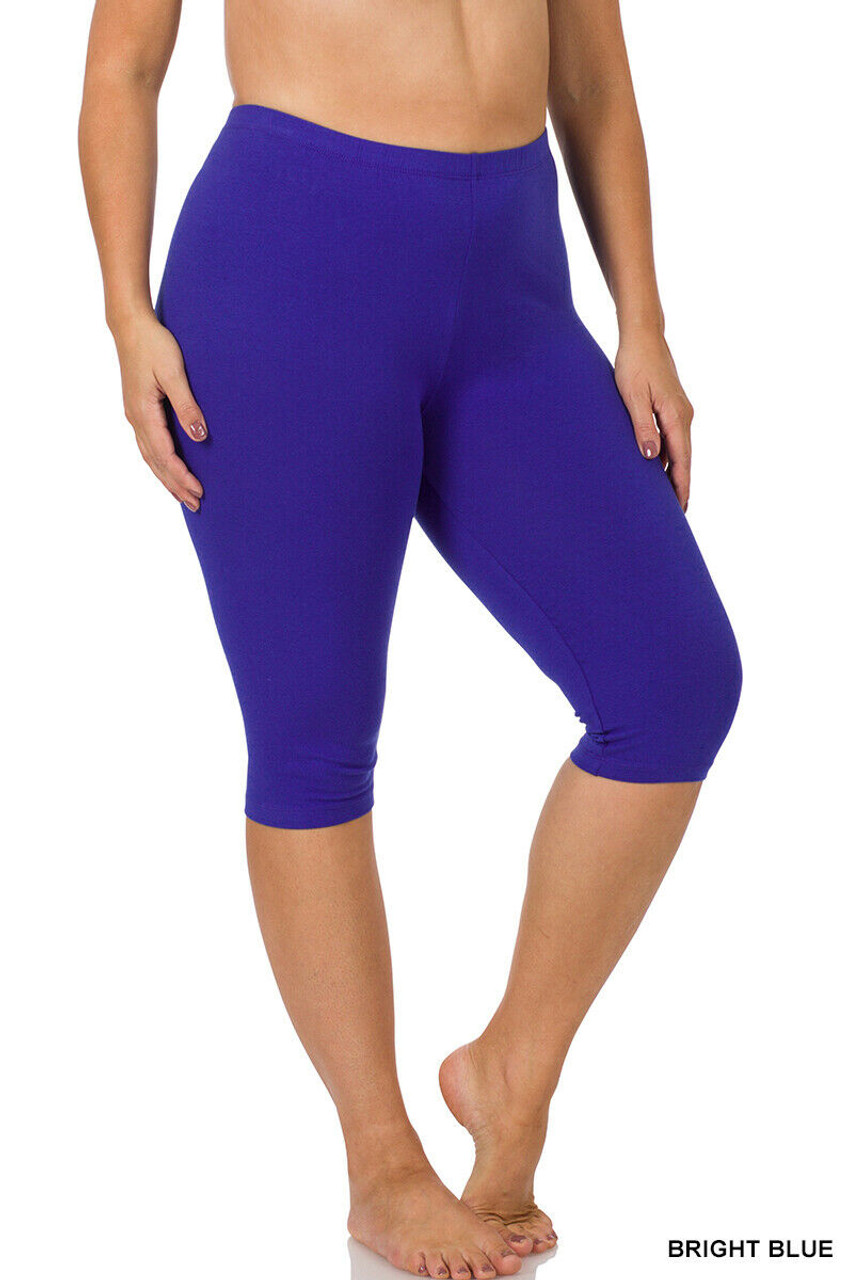 Women's PLUS Essential Basic Cotton Spandex Stretch Below Knee