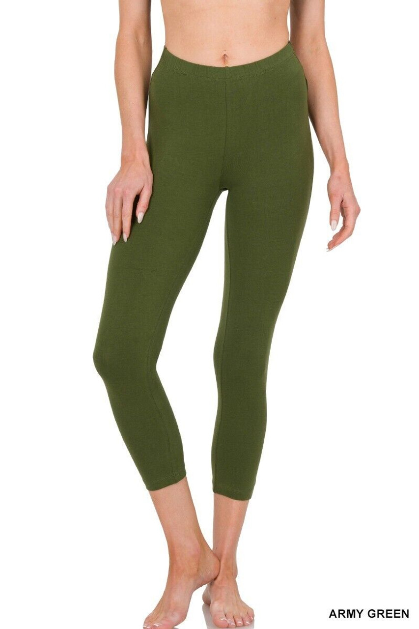 Buy DE MOZA Parrot Green Solid Skinny Fit Cotton Women's Leggings