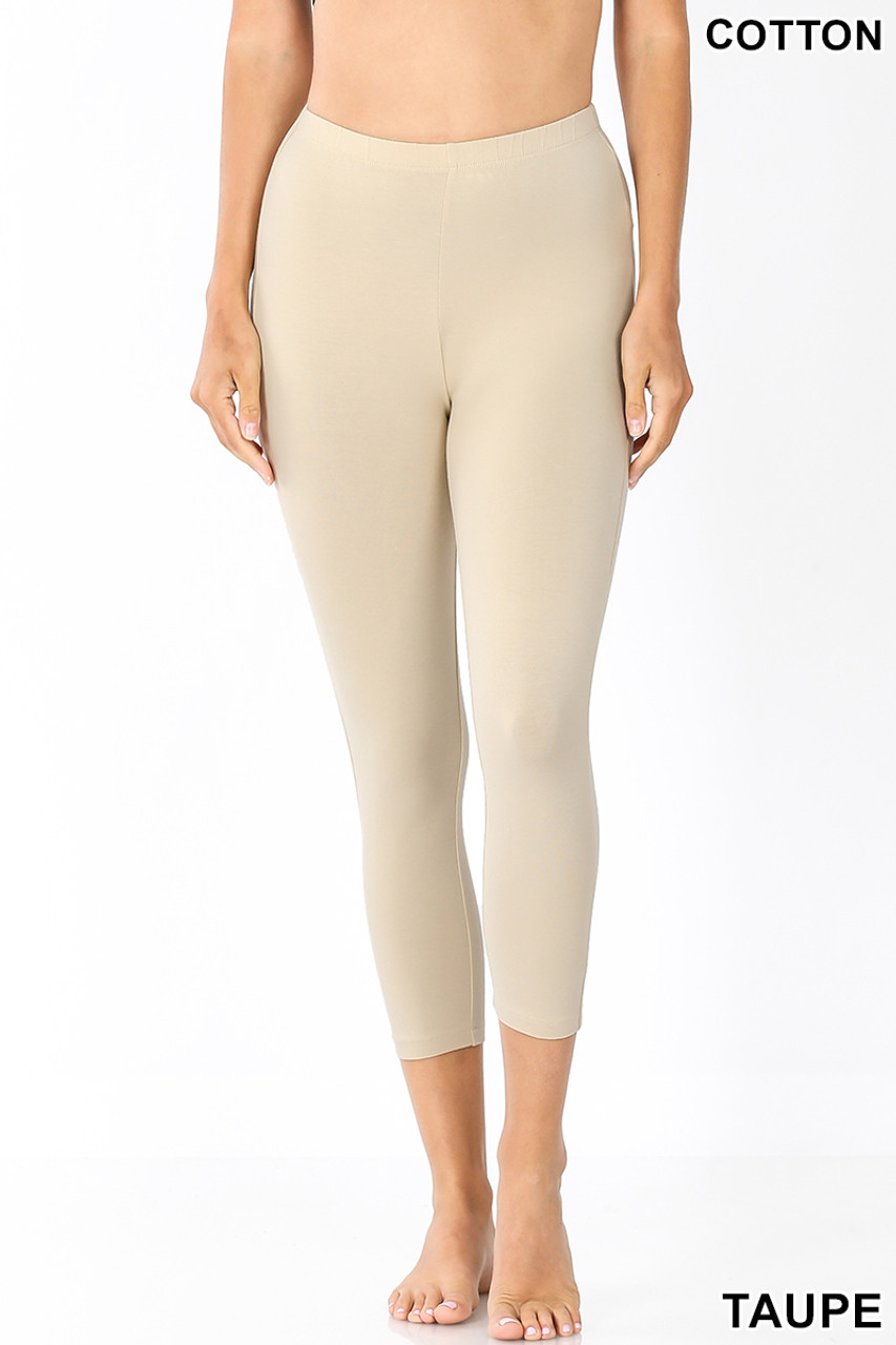 Zenana Plus Size Premium Cotton Capri Leggings Multiple Solid Colors Womens  Sizes 1X-3X
