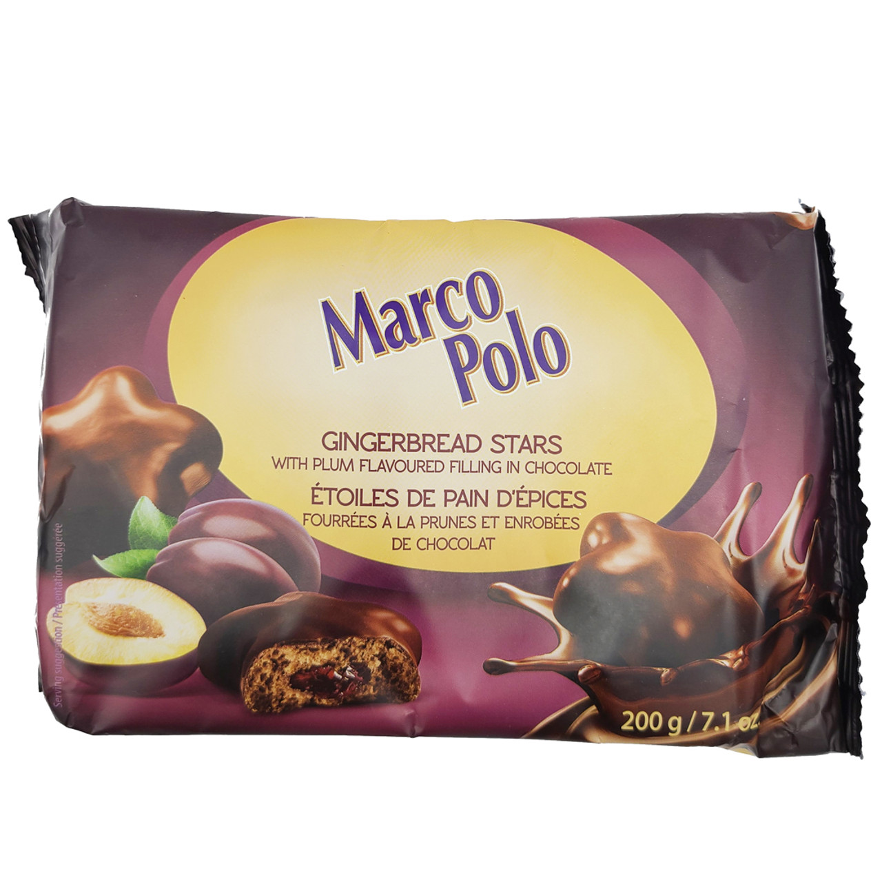 Marco Polo Chocolate Covered Gingerbread Plum Stars, 200g