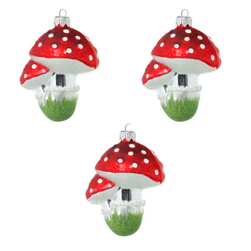 Christmas Glass Ornaments Mushrooms Set Of 3 Christmas Glass Ornaments Mushrooms Set Of 3