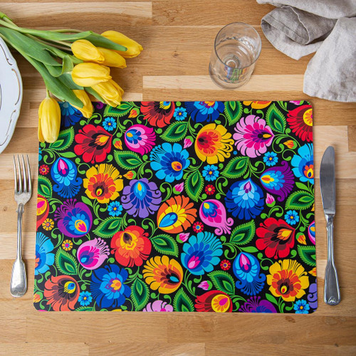 Folkstar Polish Folk Plastic Table Placemat - Lowicz Black