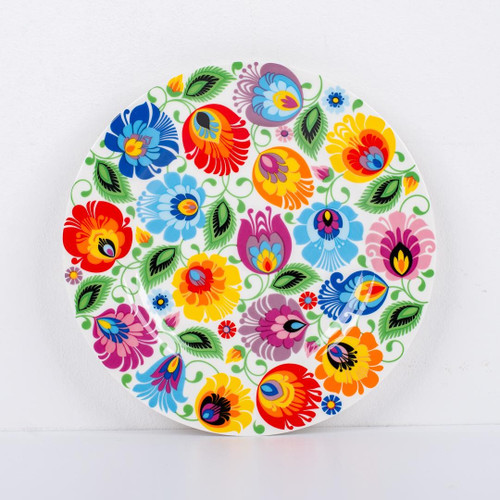 Folkstar Polish Folk Dessert Plates Set Of 6 - Lowicz White