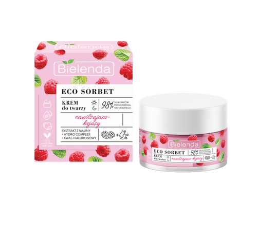 Bielenda Eco Sorbet Raspberry Moisturizing-Soothing Face Cream, Vegan