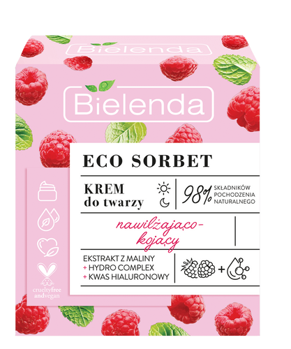 Bielenda Eco Sorbet Raspberry Moisturizing-Soothing Face Cream, Vegan Bielenda Eco Sorbet Raspberry Moisturizing-Soothing Face Cream, Vegan