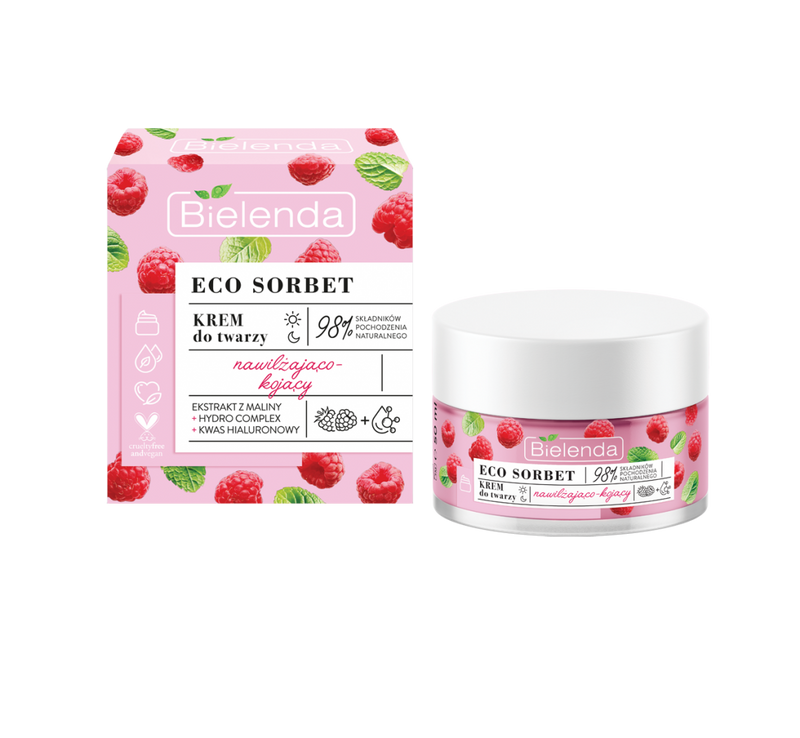 Bielenda Eco Sorbet Raspberry Moisturizing-Soothing Face Cream, Vegan