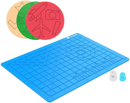 Tecboss 3D Printing Pen Pad Silicone Design Mat Large with Patterns, Mat, Finger Protectors, Tools