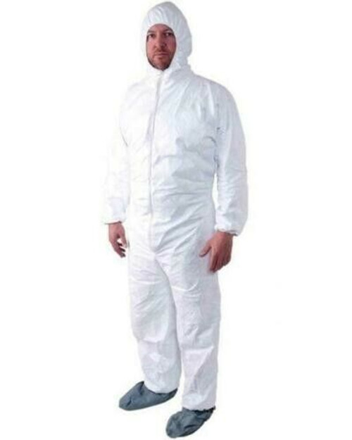 Spun Poly Coveralls With Hood and Boots Size 4XL - 25 Count