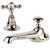 Barber Wilsons And Company 1890's Widespread Faucet 5 1/2'' Spout With Pop Up Drain (Ceramic Disc) With White Porcelain Buttons