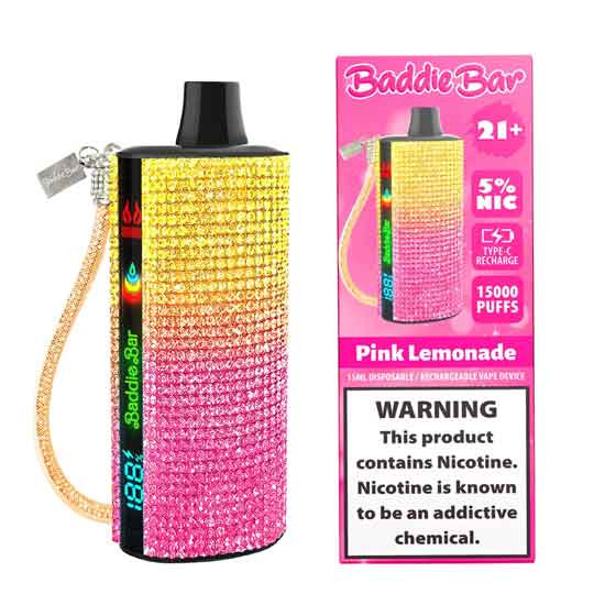 cute disposable vapes Baddie Bar Vape Device | 15000 Puffs Low Potency Flavor:Melon Dragon Slush Disposable Vape Purse Raz