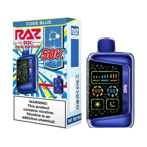 Code Blue Flavored RAZ RX50K Dew Edition Disposable Vape - 50K Puffs | Everything Vapes