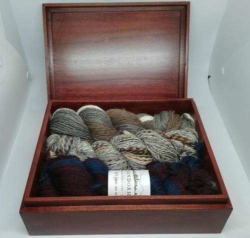 Pictured in cherry with 3 skeins of yarn