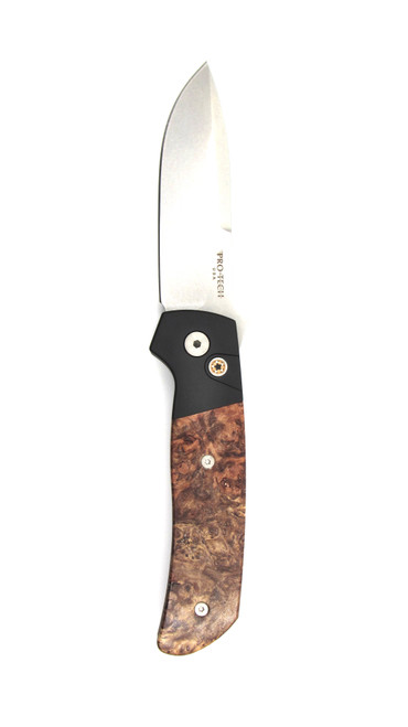 Protech Terzuola Black Handle, Maple Burl Inlay, Magnacut Blade BT2706