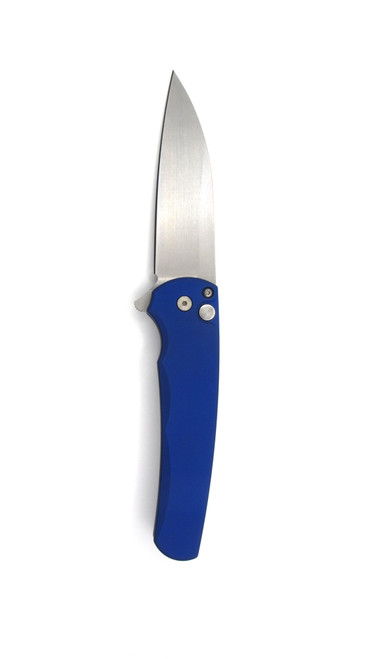 Protech Malibu Blue Handle, Stonewash Wharncliffe Blade