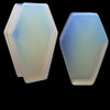 SoScene Coffin Shaped Opalite Organic Stone Ear Gauges, iridescent coffin-shaped organic stone earrings.