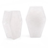 SoScene Coffin Shaped White Quartz Organic Stone Ear Gauges, pair of white coffin-shaped organic quartz stone ear gauges for body piercing.