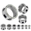 Clear Cubic Zirconia Lined Rim 316L Surgical Steel Screw Fit Flesh Tunnel