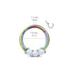 3  gem White Opal Rainbow Titanium Anodized High Quality 16 gauge Precision Hinged Segment Ring