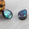 Black Stainless Steel Tear Drop Abalone Inlaid double saddle Plugs