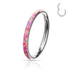 SoScene Pink Opal Rim High Quality Precision 316L Surgical Steel Hinged Segment Ring, jewelry with pink opal rim design and hinge segment for piercing.