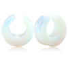 SoScene Crescent shape Opalite saddle spreaders Organic Stone Ear Gauges, iridescent crescent-shaped organic stone ear gauges for nose and ear piercing jewelry.