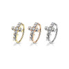 Bendable Paved Cross Nose Hoop Cartilage Ring CZ Gem Rook Daith