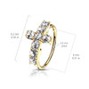 gold Bendable Paved Cross Nose Hoop Cartilage Ring CZ Gem Rook Daith