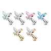 CZ Butterfly Top on Internally Threaded 316L Surgical Steel for Labret Monroe Cartilage