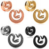 SoScene U shape Snake Stainless Steel Double Saddle Ear Plugs Spreaders, various colors including rose gold, gold, silver, black, with detailed snake design.