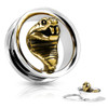 Gold Cobra in silver 316L Surgical Steel Screw Fit Flesh Tunnel Plugs