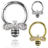 Bee hinged segment ring universal front facing daith rook nose hoop